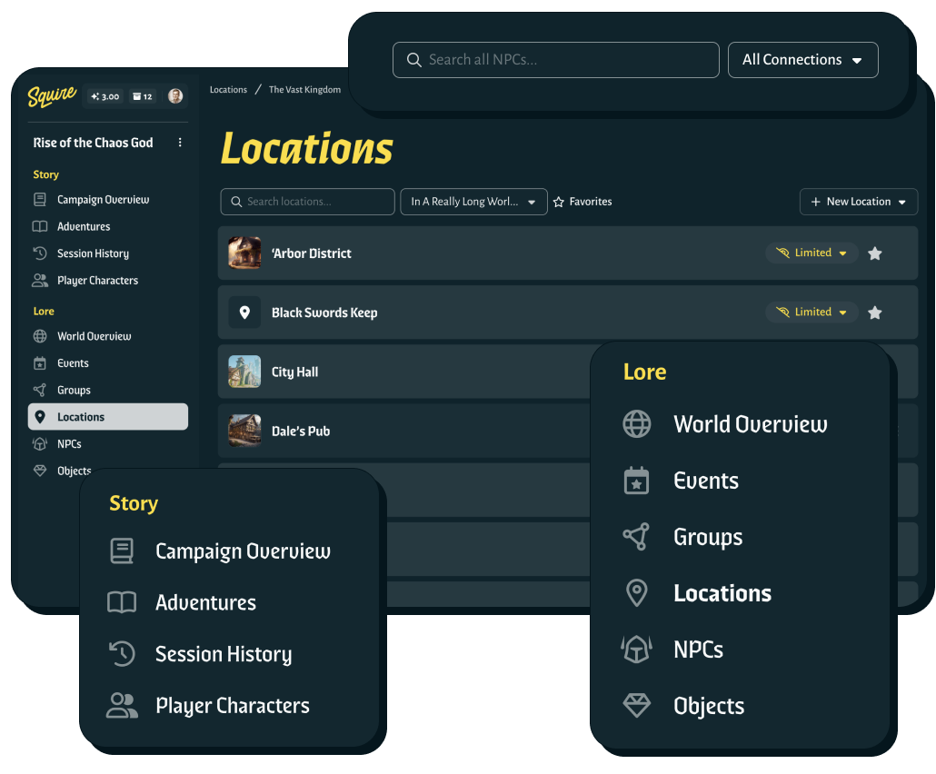 Image of story and lore sections